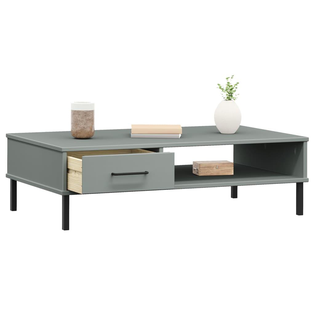 Coffee Table with Metal Legs Gray Solid Wood Pine OSLO at Set Shop and Smile
