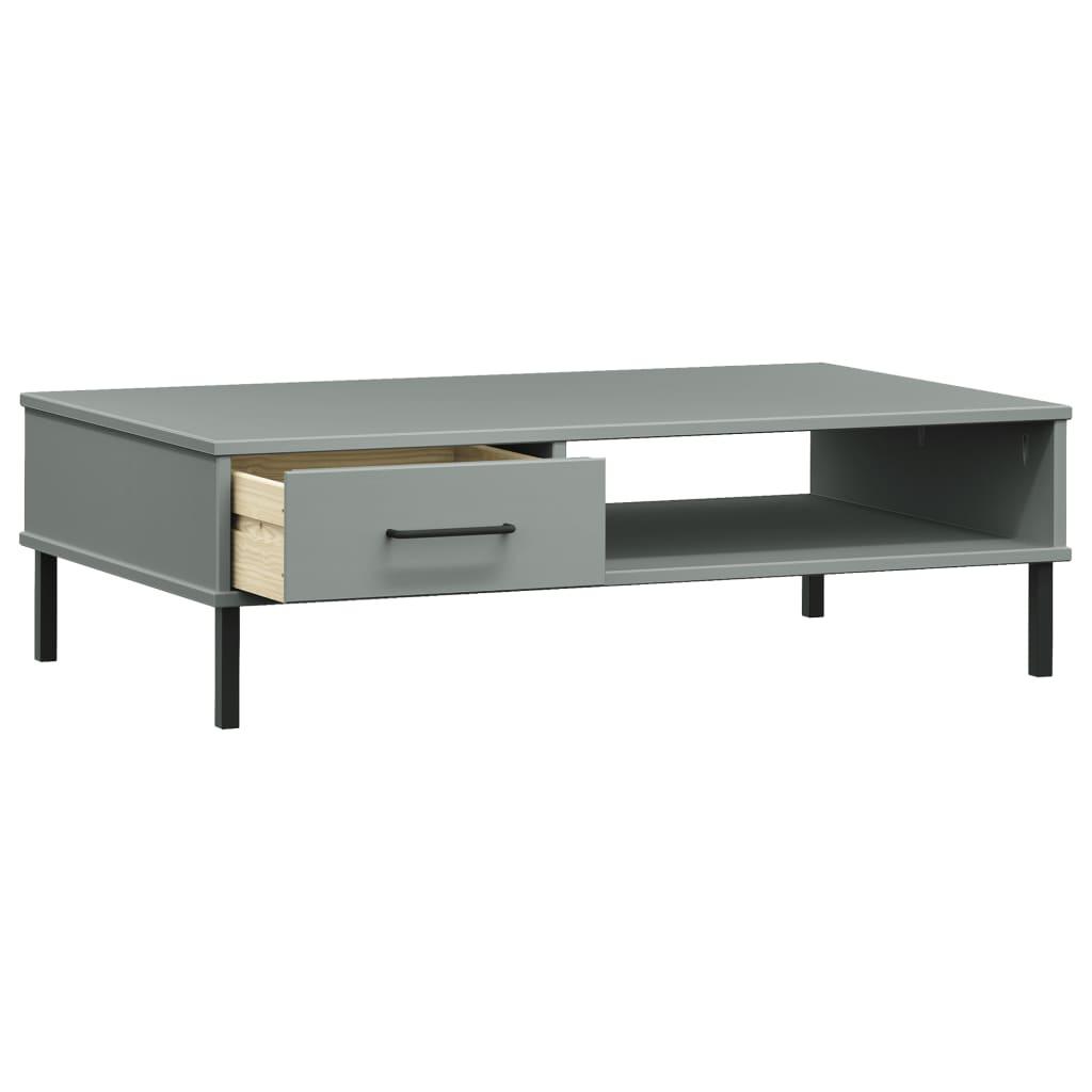 Coffee Table with Metal Legs Gray Solid Wood Pine OSLO at Set Shop and Smile