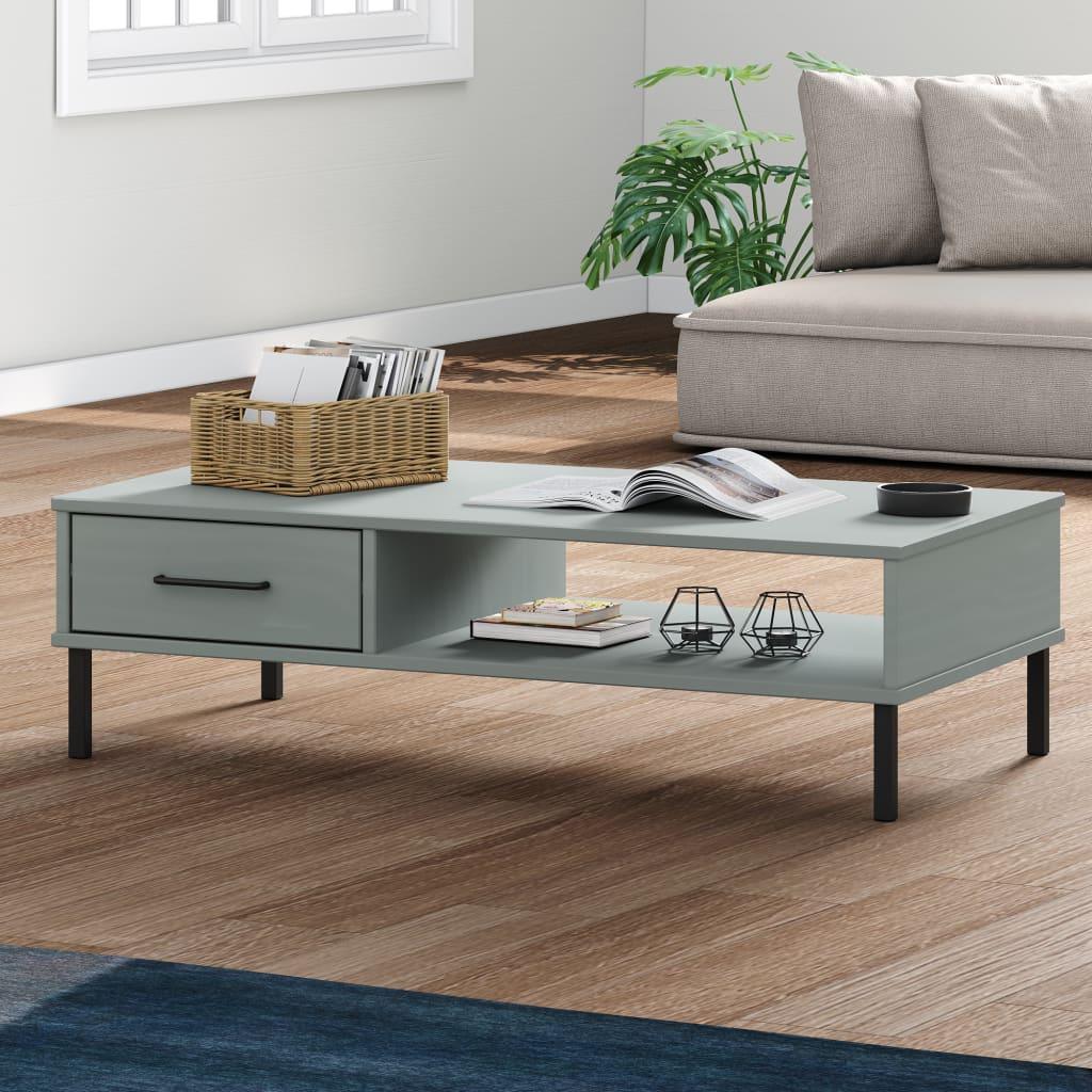 Coffee Table with Metal Legs Gray Solid Wood Pine OSLO at Set Shop and Smile