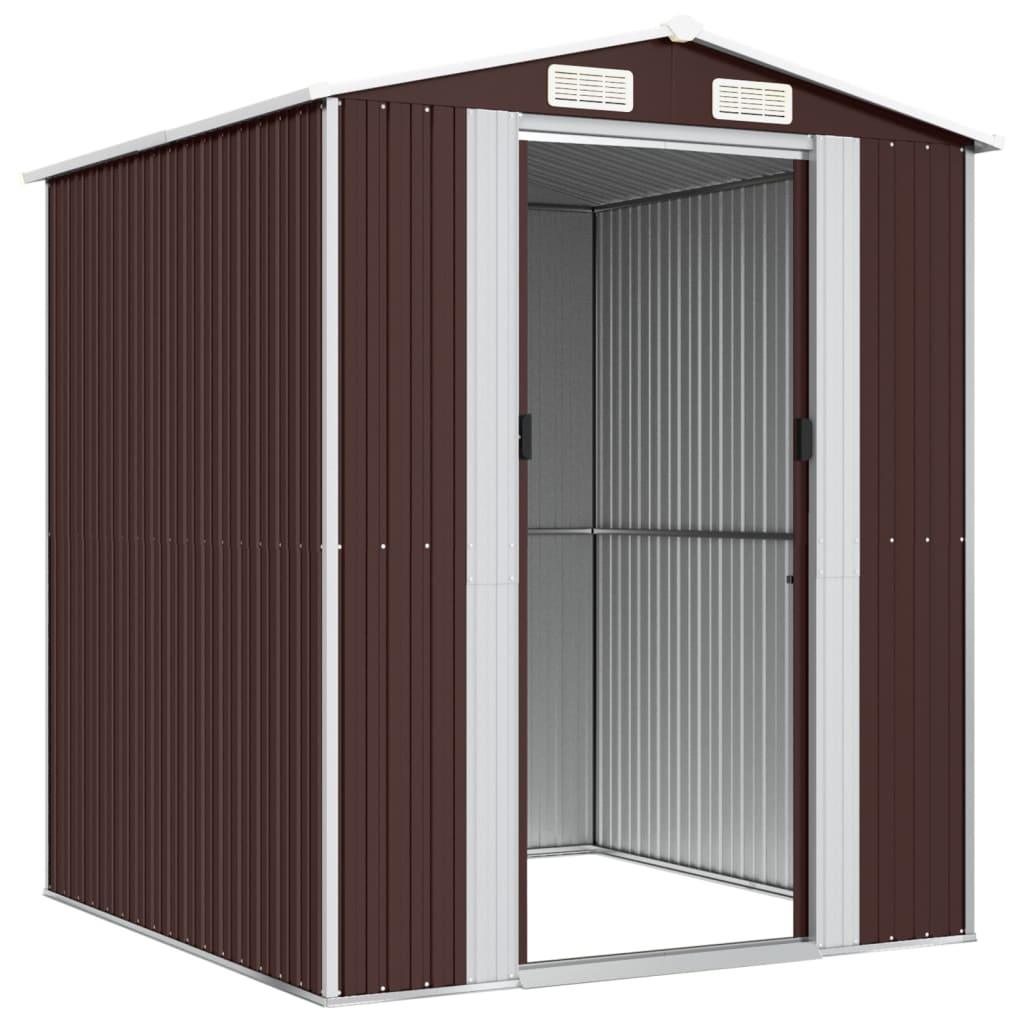 Garden Shed Dark Brown 75.6"x75.2"x87.8" Galvanized Steel at Set Shop and Smile
