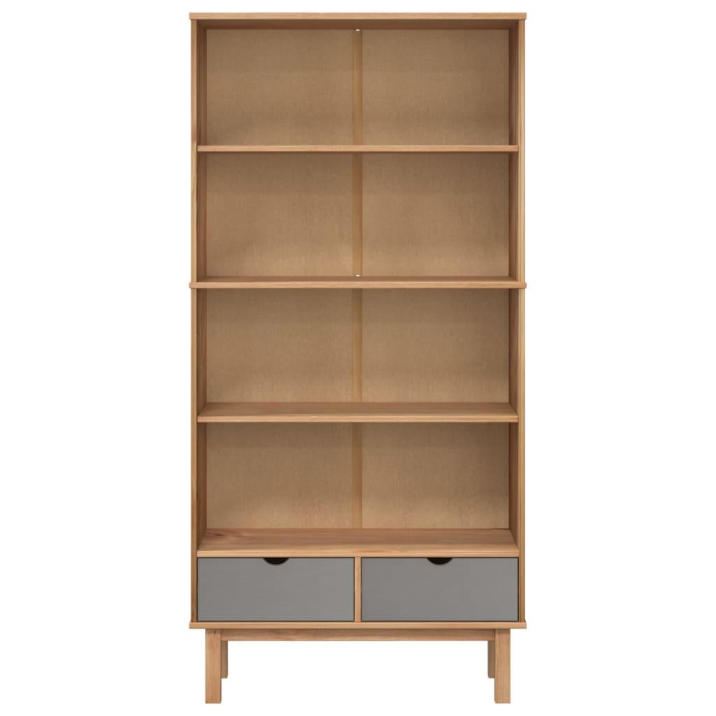 Bookcase OTTA with 2 Drawers Brown and Gray Solid Wood Pine at Set Shop and Smile