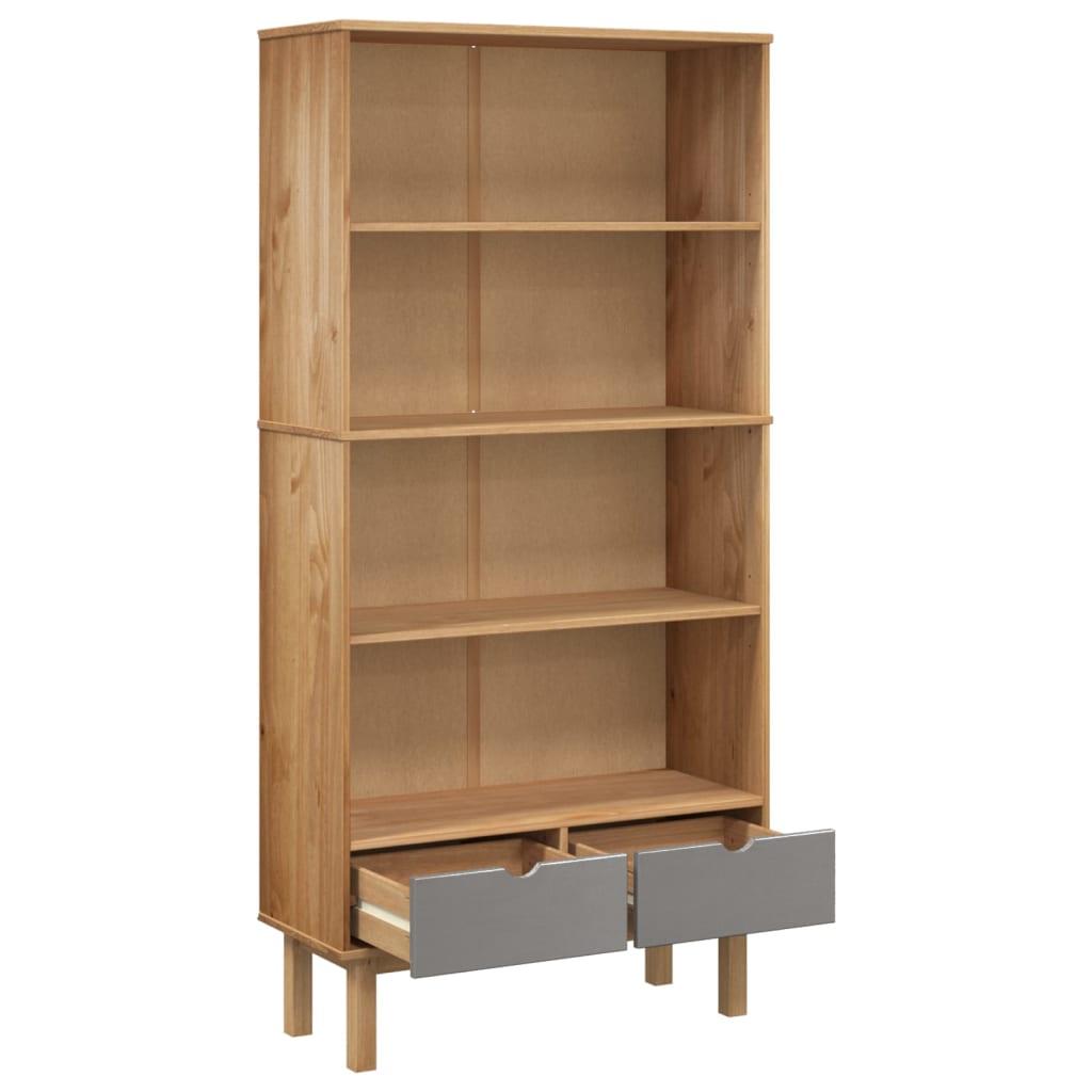 Bookcase OTTA with 2 Drawers Brown and Gray Solid Wood Pine at Set Shop and Smile