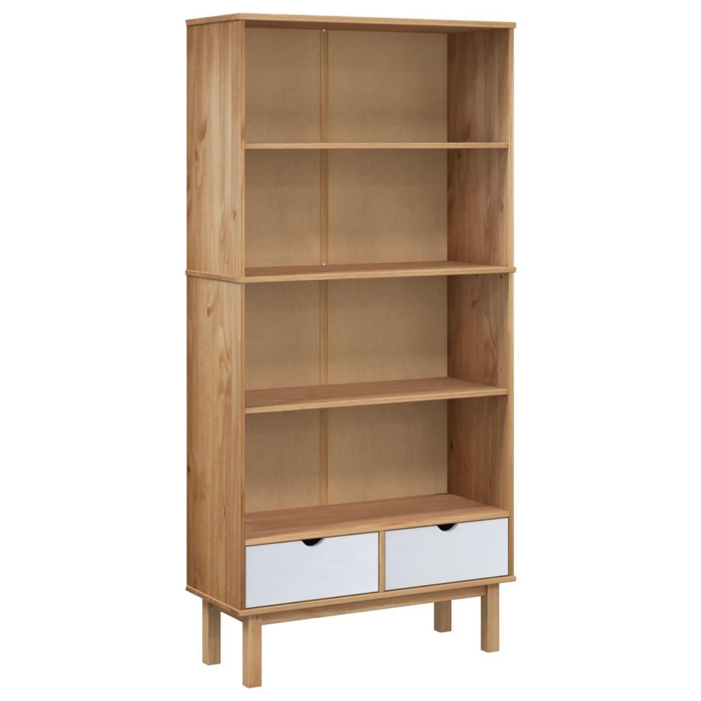 Bookcase OTTA with 2 Drawers Brown and White Solid Wood Pine at Set Shop and Smile