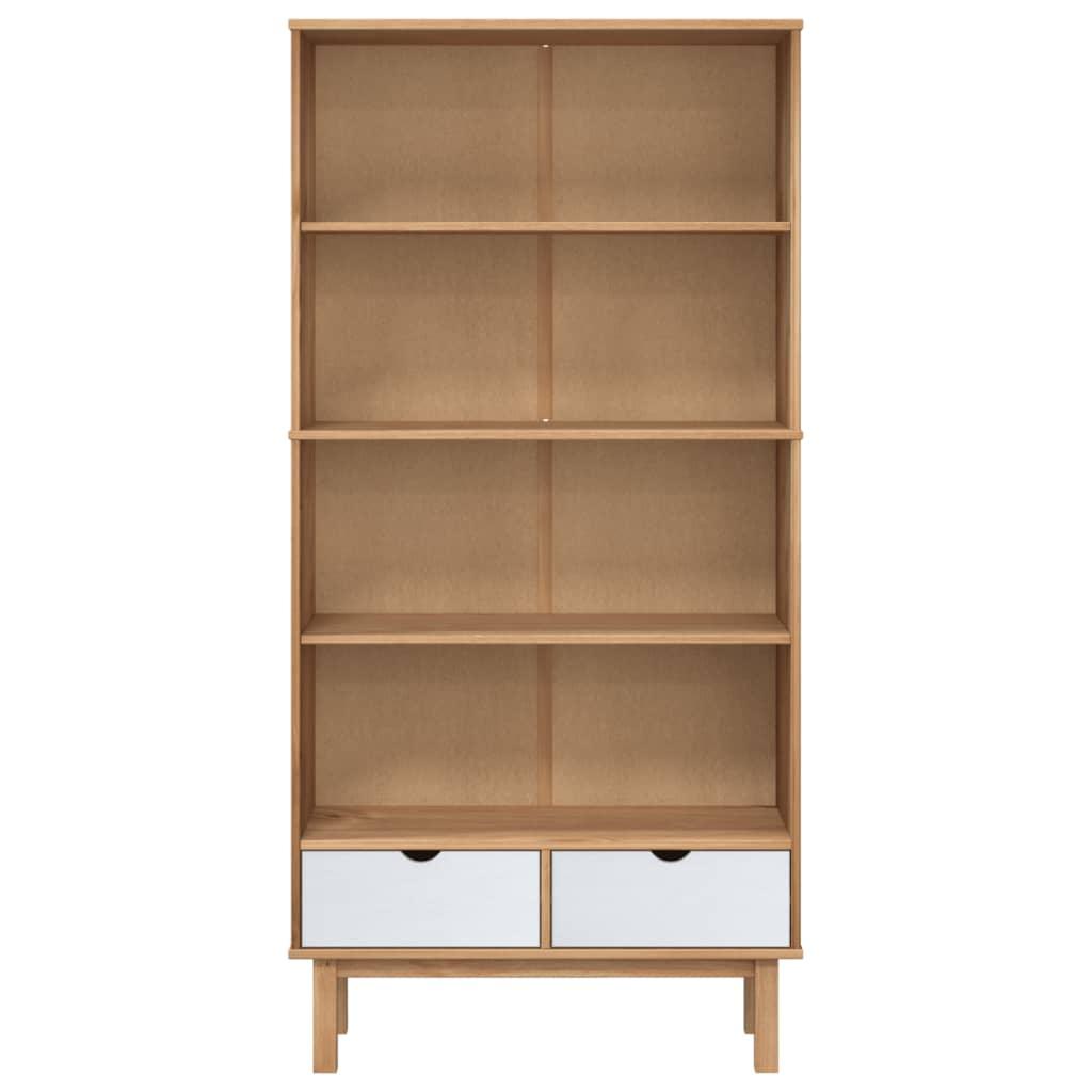 Bookcase OTTA with 2 Drawers Brown and White Solid Wood Pine at Set Shop and Smile