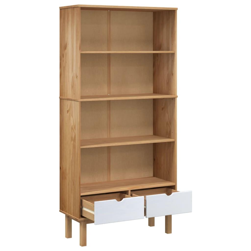 Bookcase OTTA with 2 Drawers Brown and White Solid Wood Pine at Set Shop and Smile