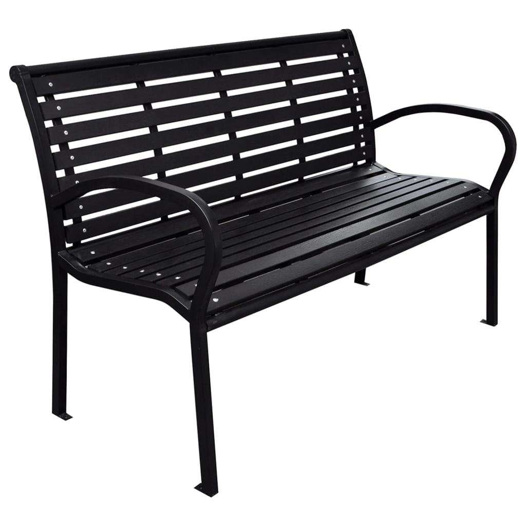 Patio Bench Black 45.7" Steel and WPC at Set Shop and Smile