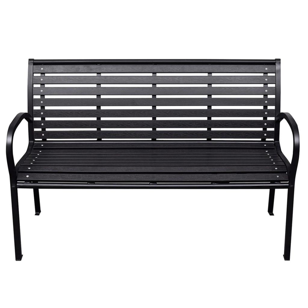 Patio Bench Black 45.7" Steel and WPC at Set Shop and Smile