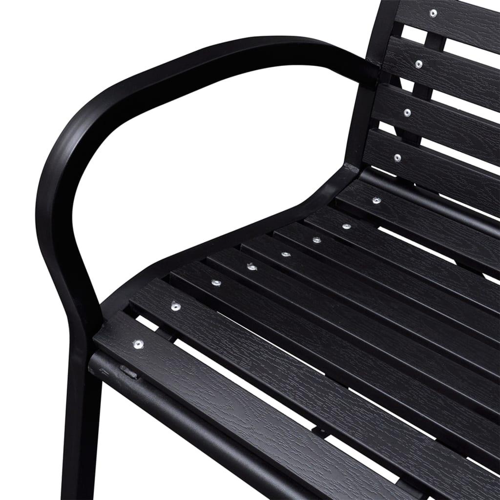 Patio Bench Black 45.7" Steel and WPC at Set Shop and Smile