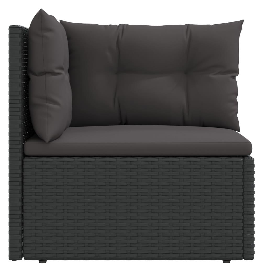 Patio Corner Sofa with Cushions Black Poly Rattan at Set Shop and Smile
