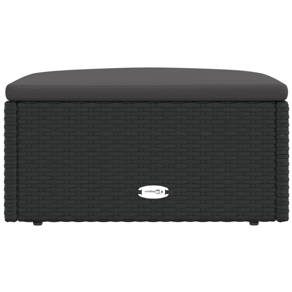 Patio Footstool with Cushion Black Poly Rattan at Set Shop and Smile
