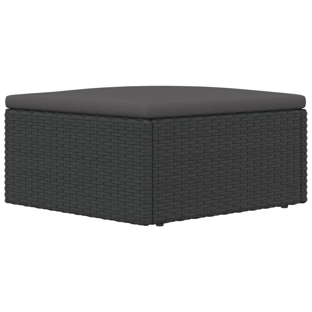 Patio Footstool with Cushion Black Poly Rattan at Set Shop and Smile