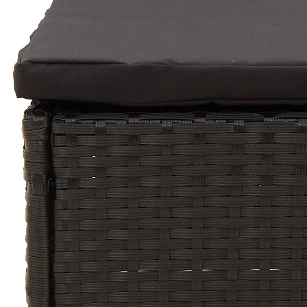 Patio Footstool with Cushion Black Poly Rattan at Set Shop and Smile