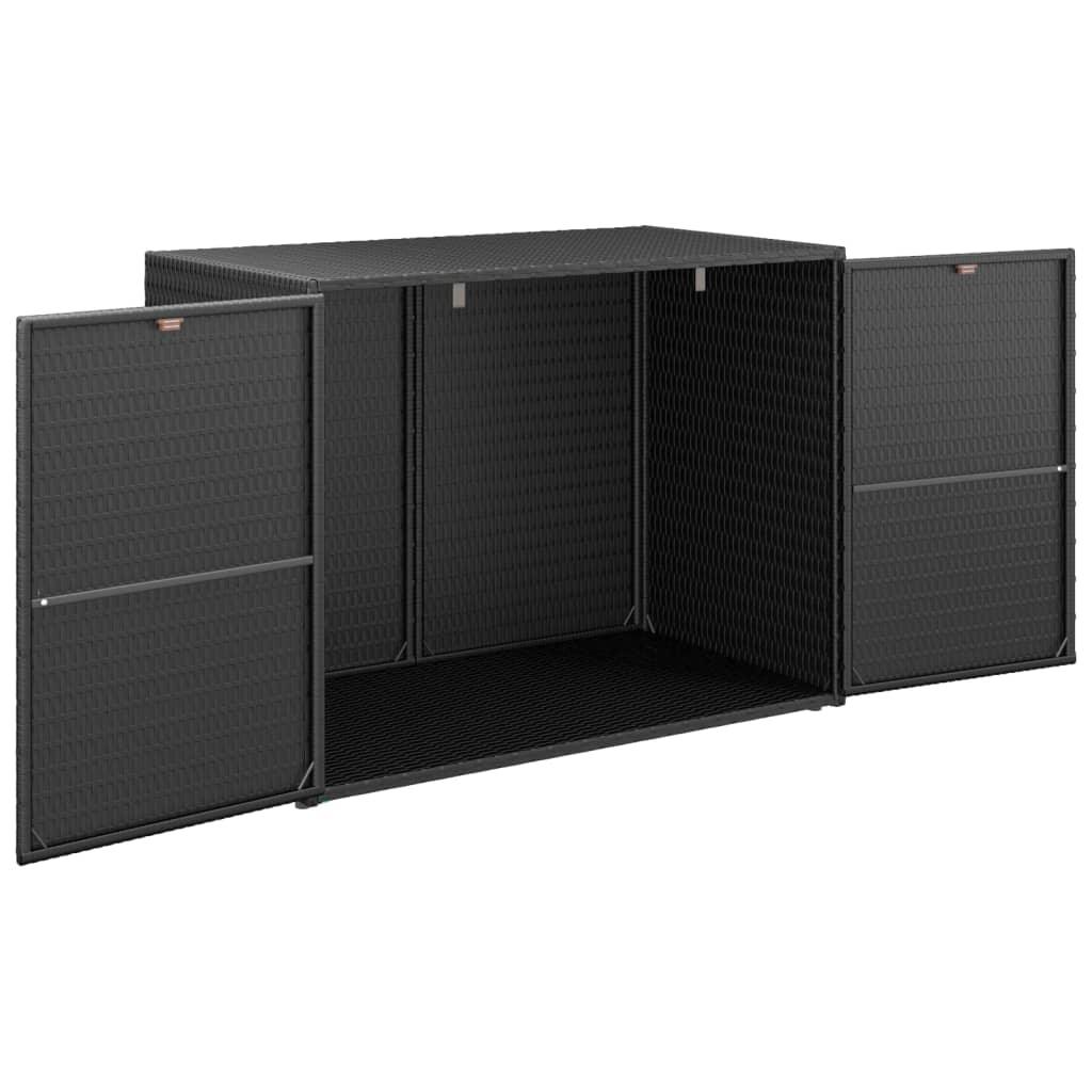 Garden Storage Cabinet Black 39.4"x21.9"x31.5" Poly Rattan at Set Shop and Smile