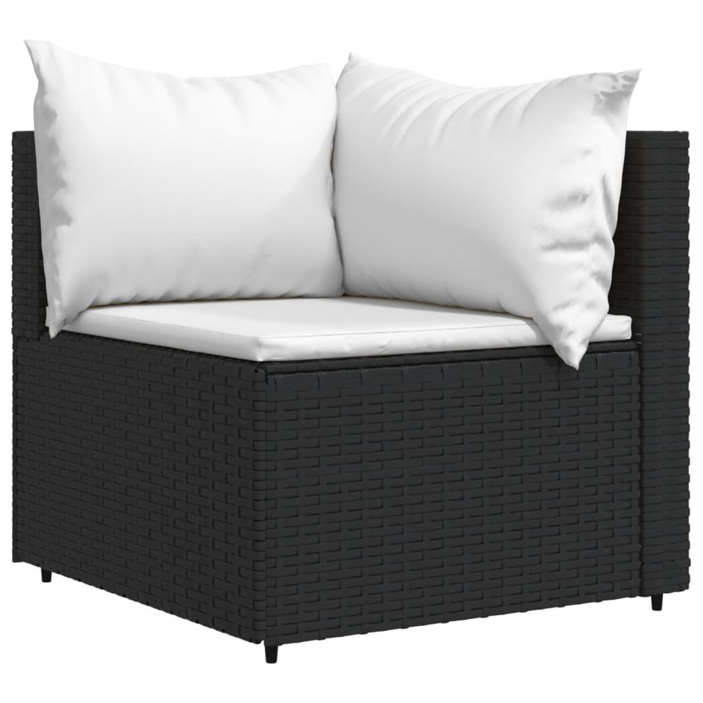 Patio Corner Sofa with Cushions Black Poly Rattan at Set Shop and Smile