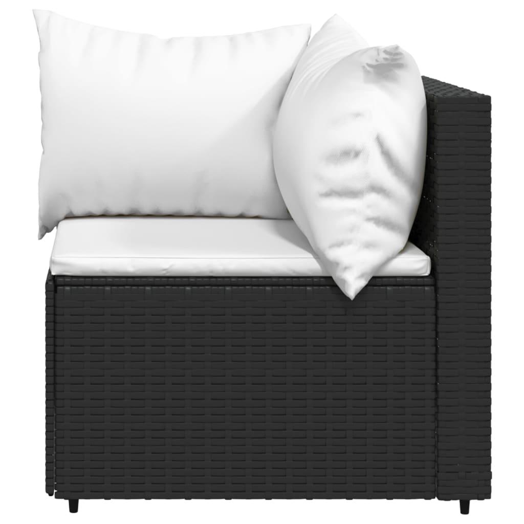 Patio Corner Sofa with Cushions Black Poly Rattan at Set Shop and Smile