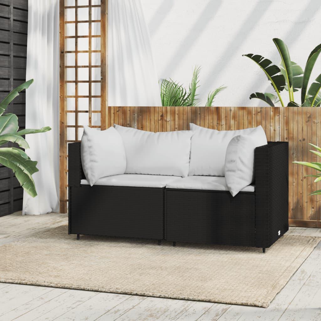 Patio Corner Sofa with Cushions Black Poly Rattan at Set Shop and Smile