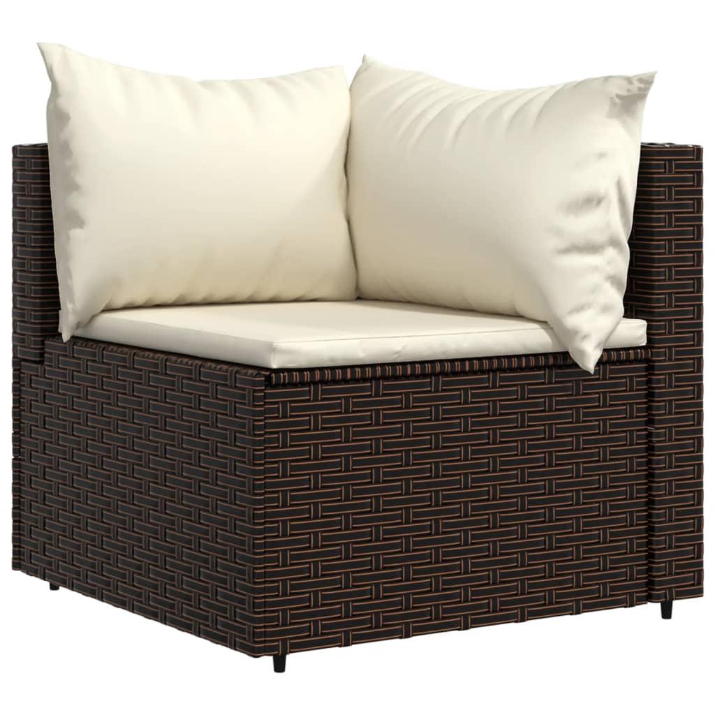 Patio Corner Sofa with Cushions Brown Poly Rattan at Set Shop and Smile