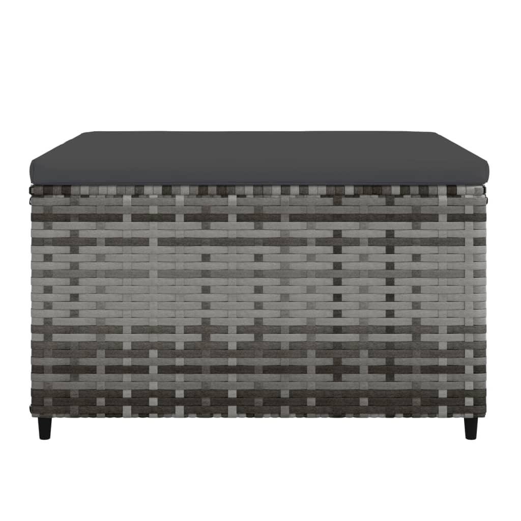 Patio Footrests with Cushions 2 pcs Gray Poly Rattan at Set Shop and Smile