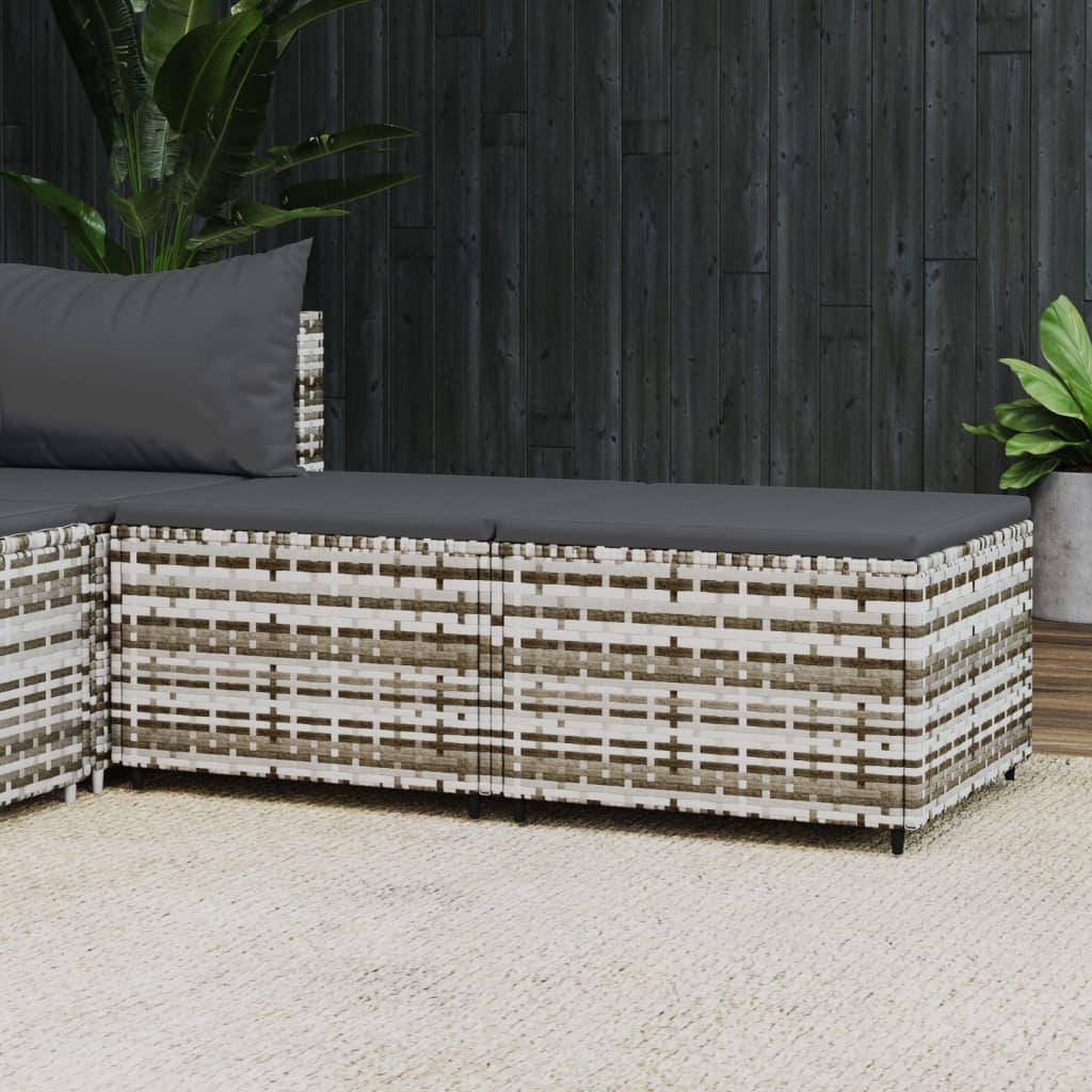 Patio Footrests with Cushions 2 pcs Gray Poly Rattan at Set Shop and Smile