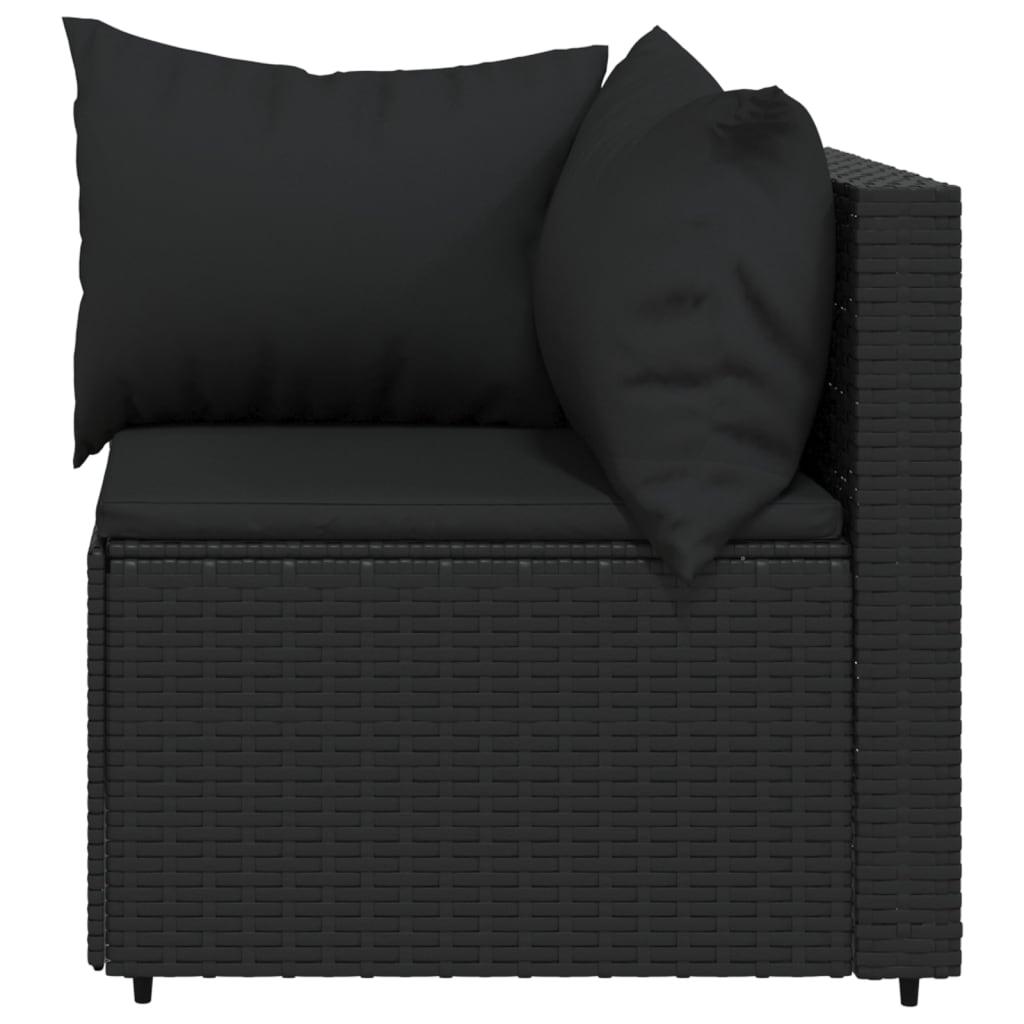 Patio Corner Sofa with Cushions Black Poly Rattan at Set Shop and Smile