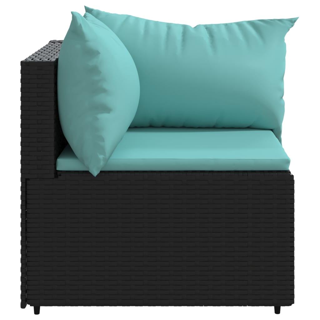 Patio Corner Sofa with Cushions Black Poly Rattan at Set Shop and Smile