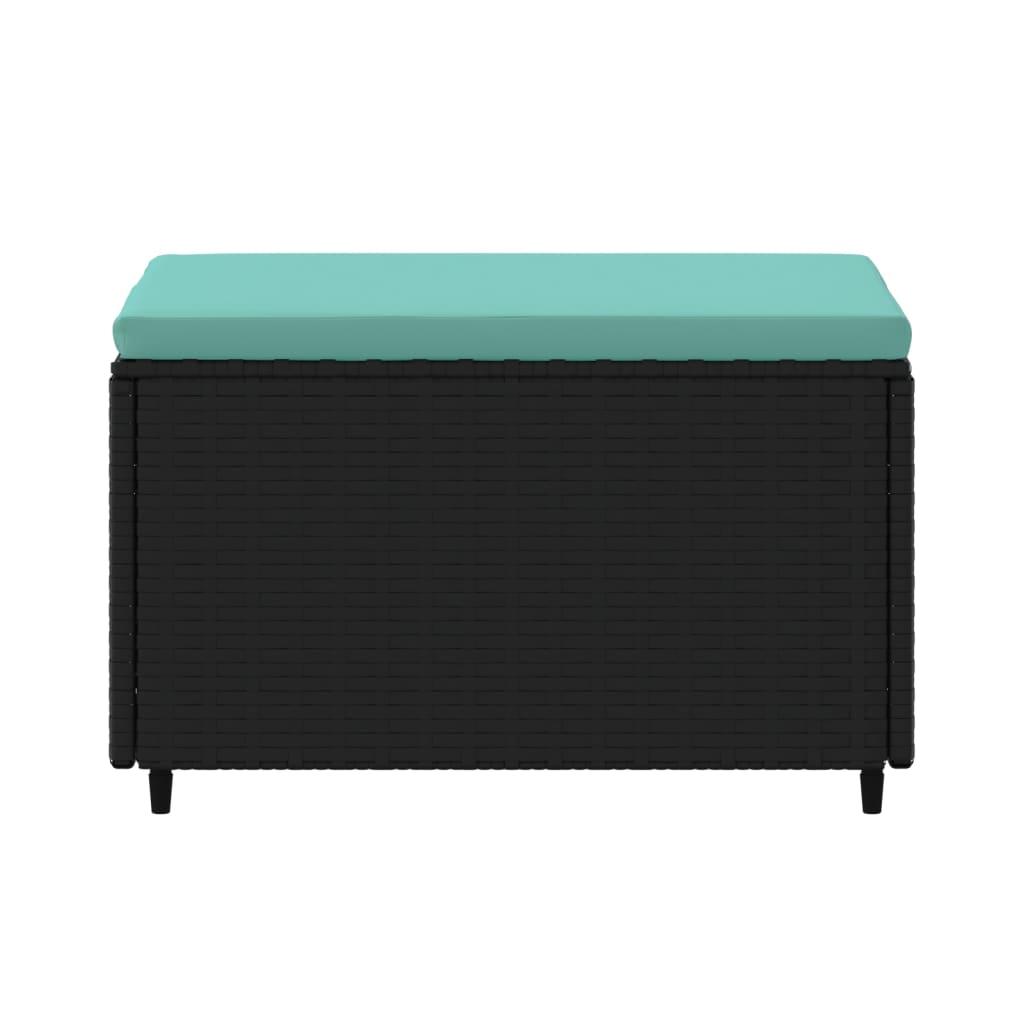 Patio Footrest with Cushion Black Poly Rattan at Set Shop and Smile