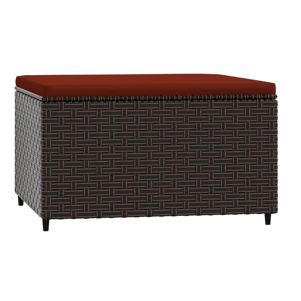 Patio Footrest with Cushion Brown Poly Rattan at Set Shop and Smile