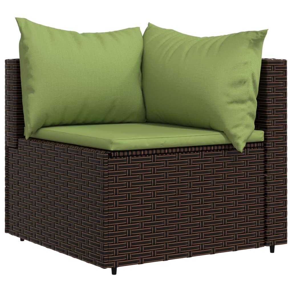 Patio Corner Sofa with Cushions Brown Poly Rattan at Set Shop and Smile