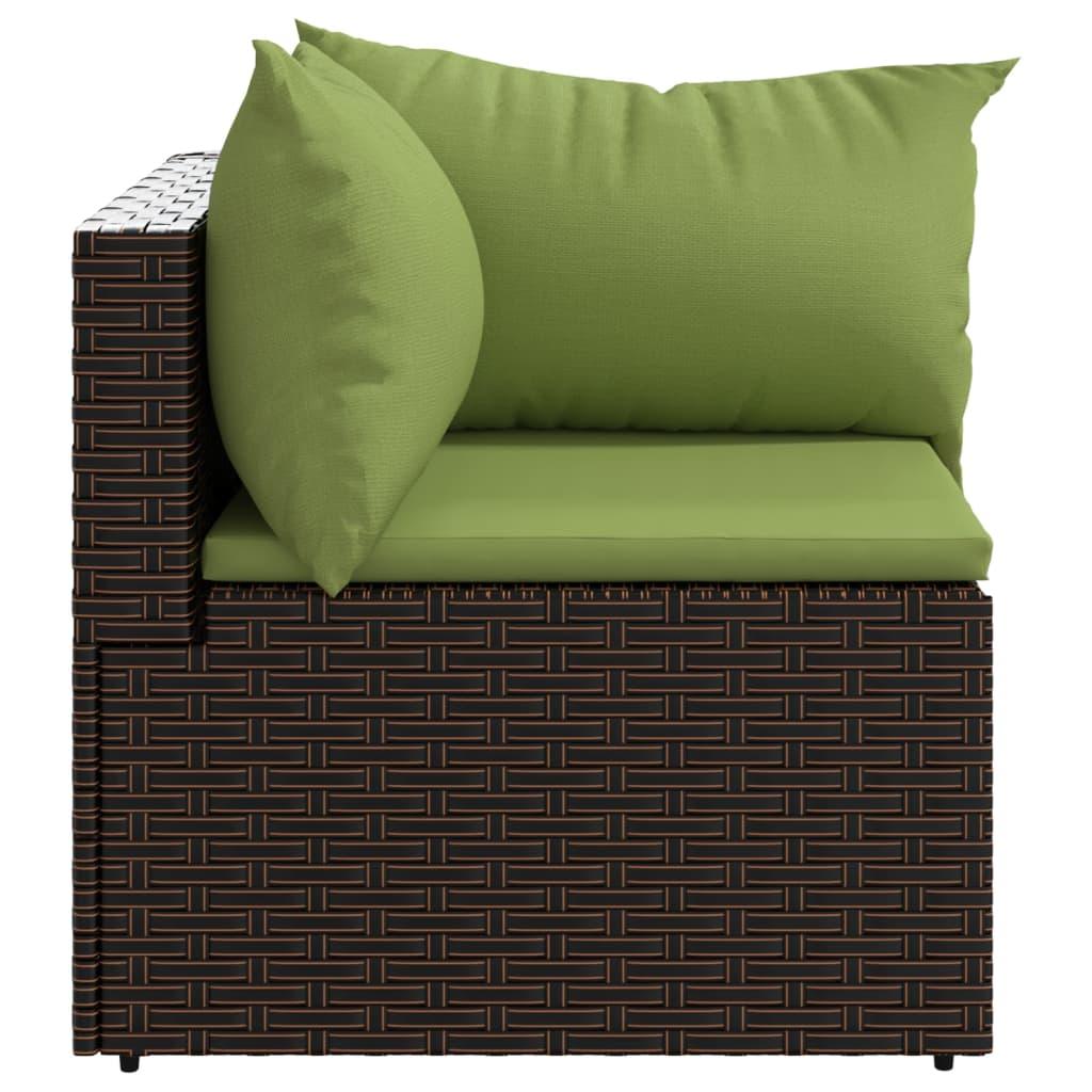 Patio Corner Sofa with Cushions Brown Poly Rattan at Set Shop and Smile