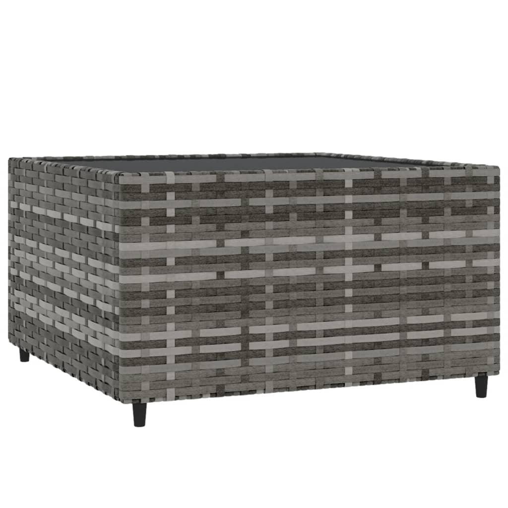 Square Patio Coffee Table Gray 19.7"x19.7"x11.8" Poly Rattan at Set Shop and Smile