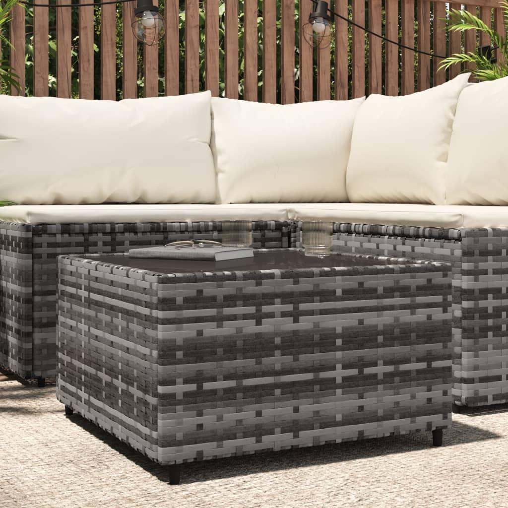 Square Patio Coffee Table Gray 19.7"x19.7"x11.8" Poly Rattan at Set Shop and Smile