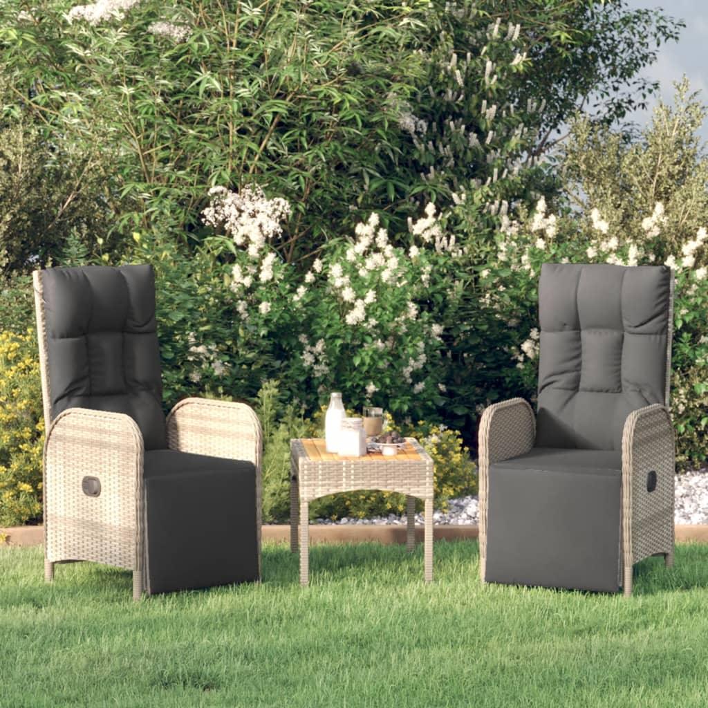 Patio Reclining Chairs with Cushions 2 pcs Poly Rattan Gray at Set Shop and Smile