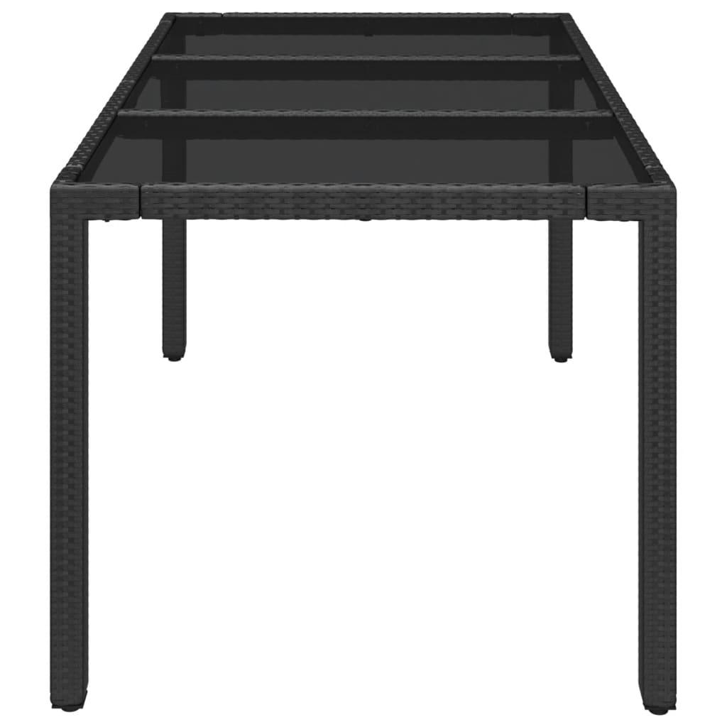 Patio Table with Glass Top Black 59.1"x35.4"x29.5" Poly Rattan at Set Shop and Smile