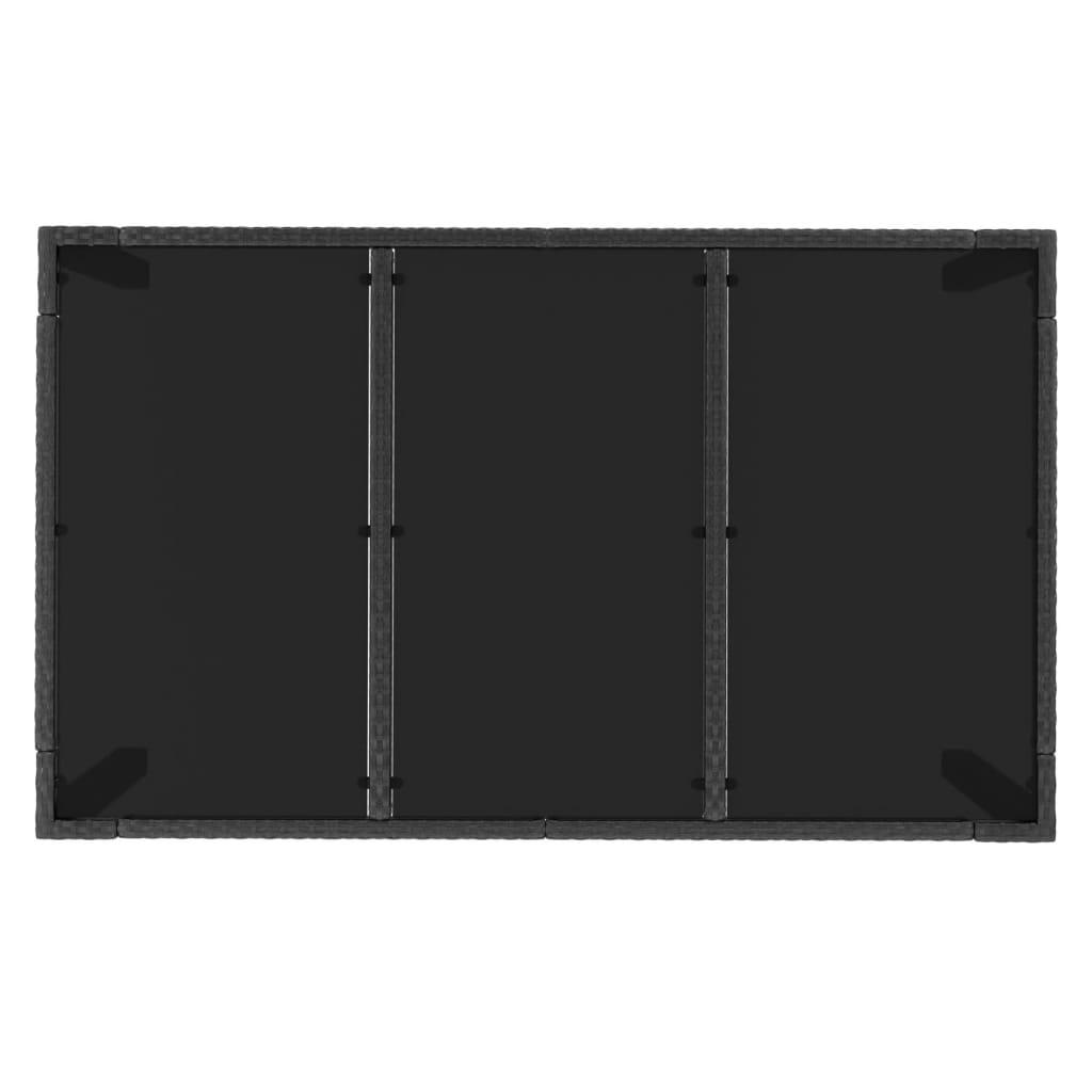 Patio Table with Glass Top Black 59.1"x35.4"x29.5" Poly Rattan at Set Shop and Smile