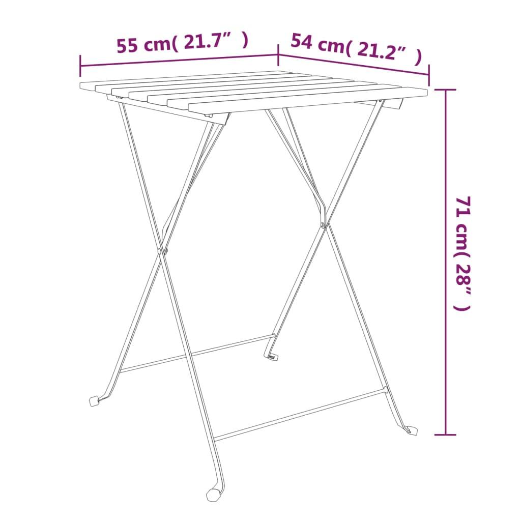 Folding Bistro Table 21.7"x21.3"x28" Solid Wood Acacia and Steel at Set Shop and Smile