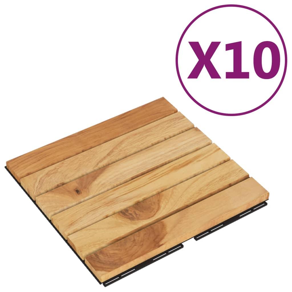 Decking Tiles 10 pcs 11.8"x11.8" Solid Wood Teak Vertical Pattern at Set Shop and Smile