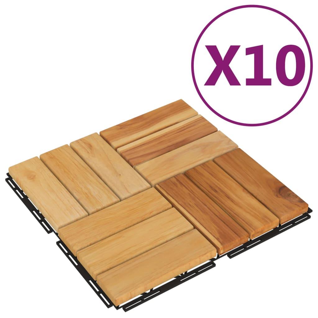 Decking Tiles 10 pcs 11.8"x11.8" Solid Wood Teak at Set Shop and Smile