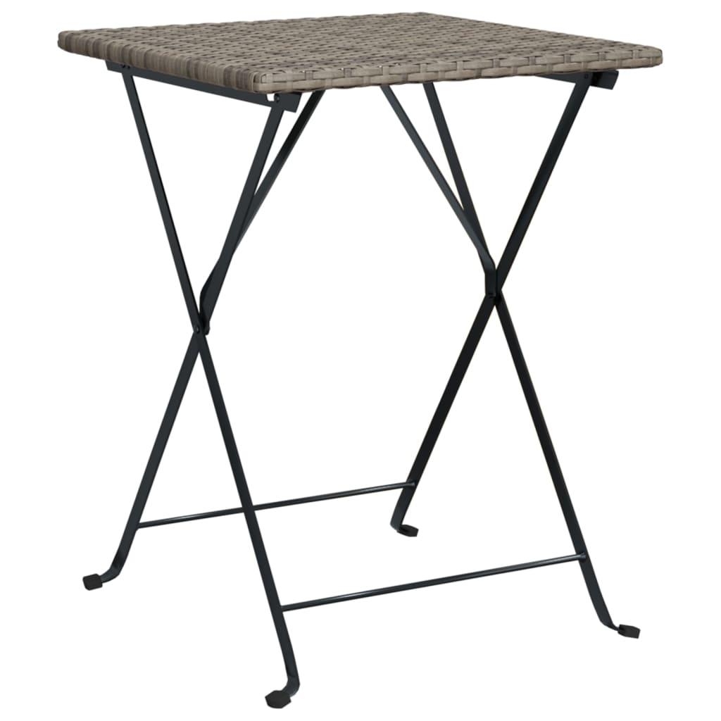 Folding Bistro Table Gray 21.7"x21.3"x28" Poly Rattan at Set Shop and Smile