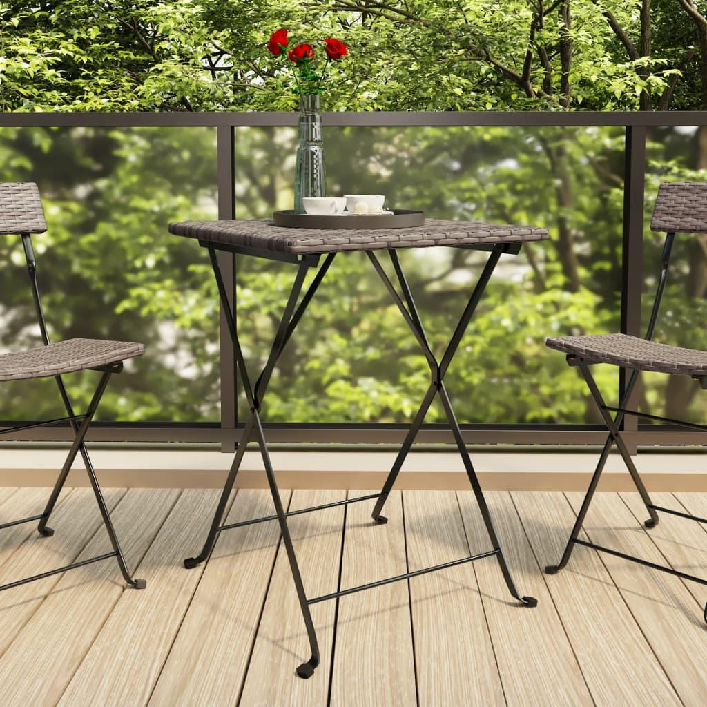 Folding Bistro Table Gray 21.7"x21.3"x28" Poly Rattan at Set Shop and Smile