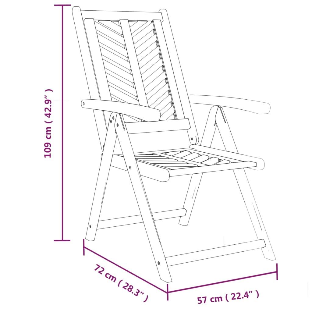Reclining Patio Chairs 3 pcs Solid Wood Acacia at Set Shop and Smile