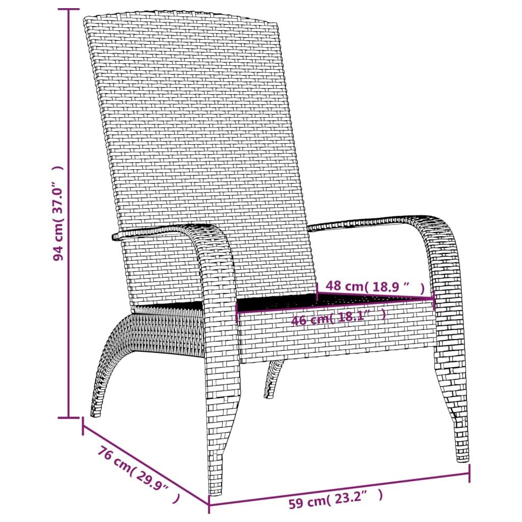 Patio Adirondack Chair Gray Poly Rattan at Set Shop and Smile