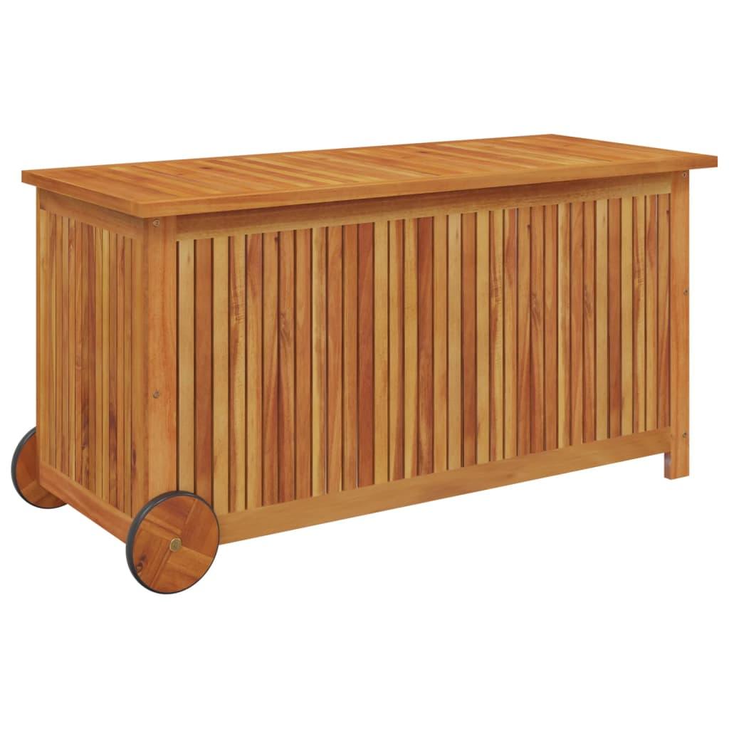 Patio Storage Box with Wheels 44.5"x19.7"x22.8" Solid Wood Acacia at Set Shop and Smile