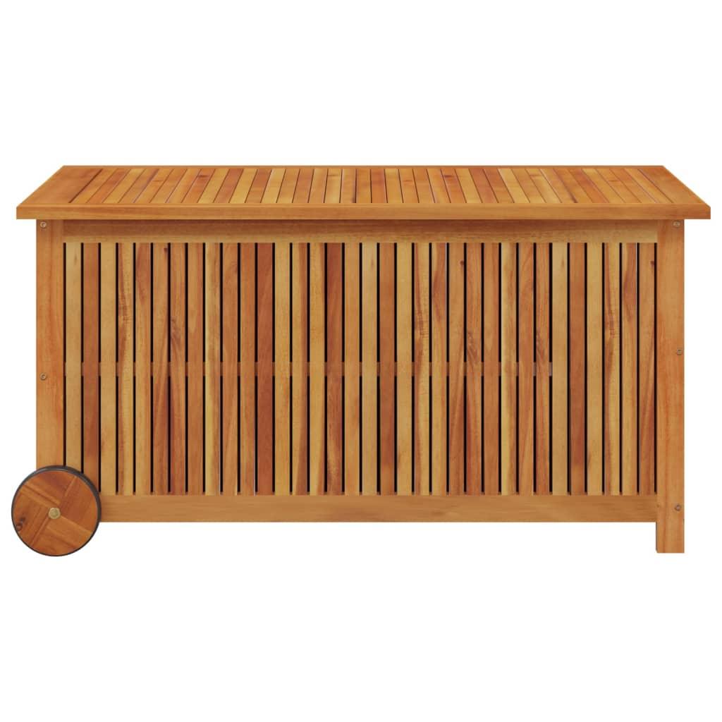 Patio Storage Box with Wheels 44.5"x19.7"x22.8" Solid Wood Acacia at Set Shop and Smile