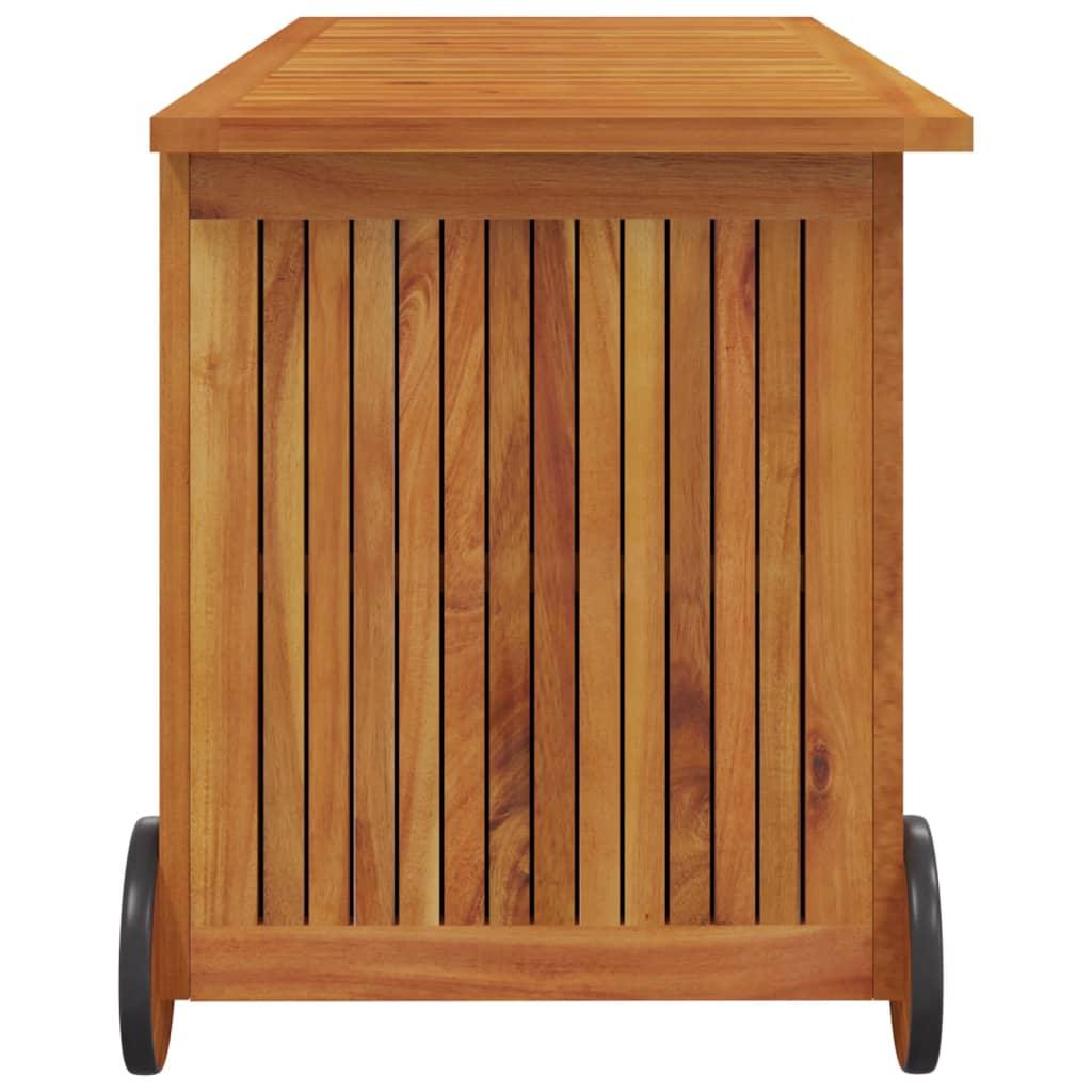 Patio Storage Box with Wheels 44.5"x19.7"x22.8" Solid Wood Acacia at Set Shop and Smile