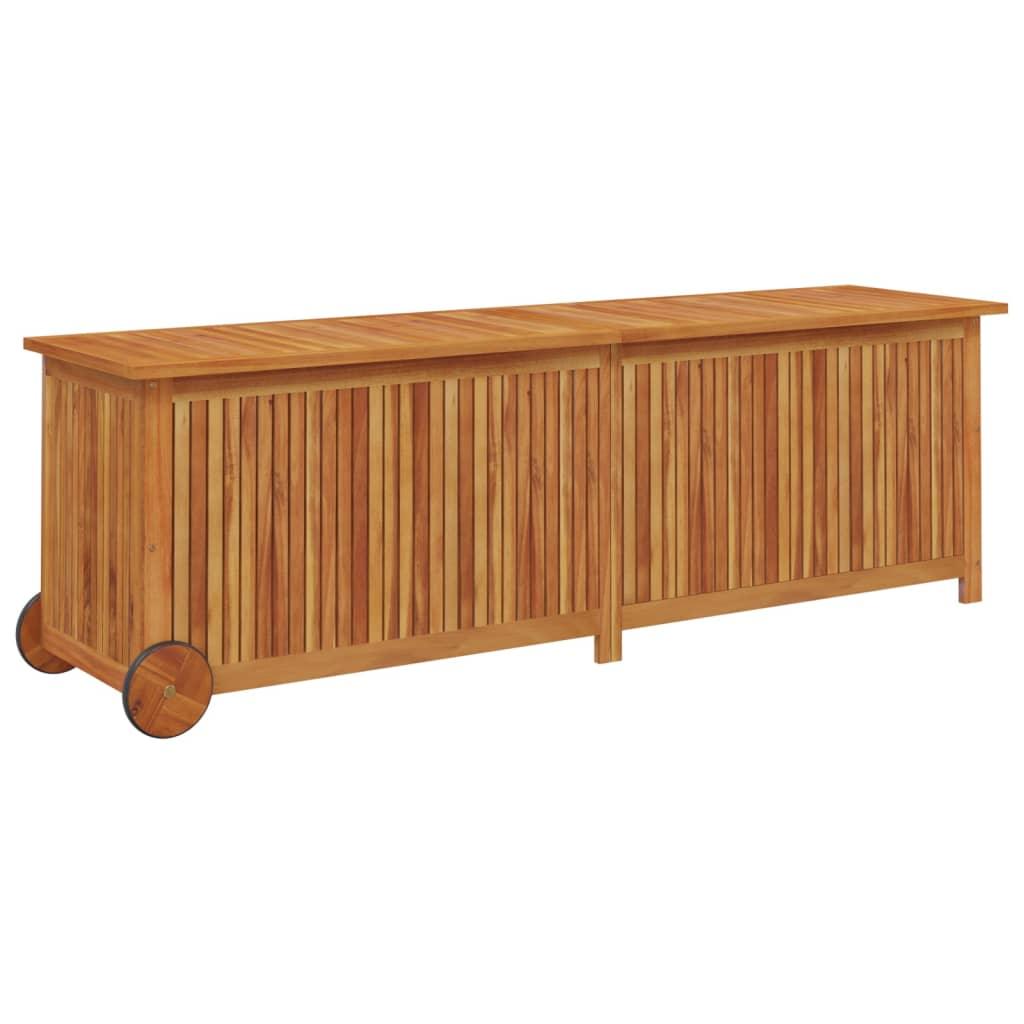 Patio Storage Box with Wheels 59.1"x19.7"x22.8" Solid Wood Acacia at Set Shop and Smile