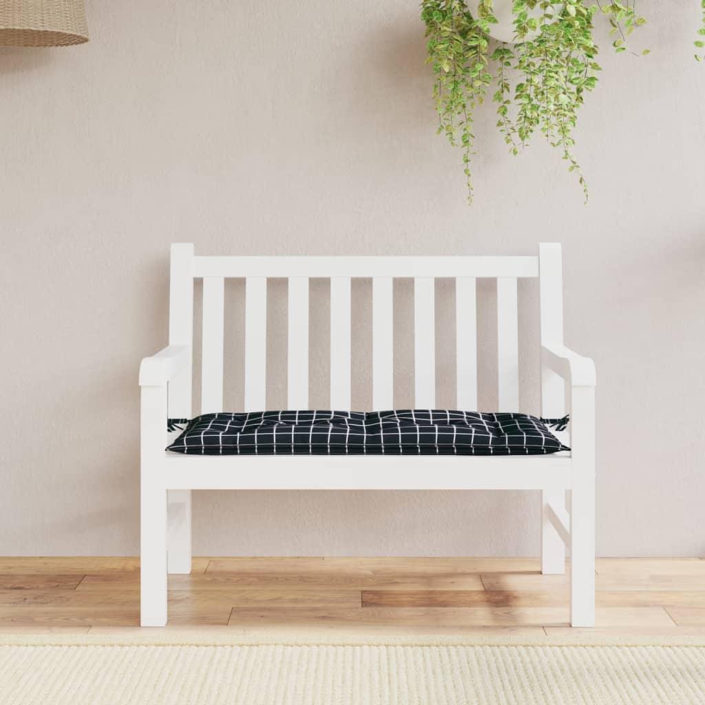 Garden Bench Cushion Black Check Pattern 39.4"x19.7"x2.8" Oxford Fabric at Set Shop and Smile