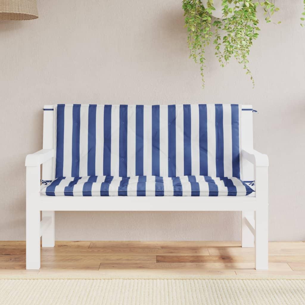 Garden Bench Cushions 2pcs Blue&White Stripe 47.2"x19.7"x2.8" Fabric at Set Shop and Smile