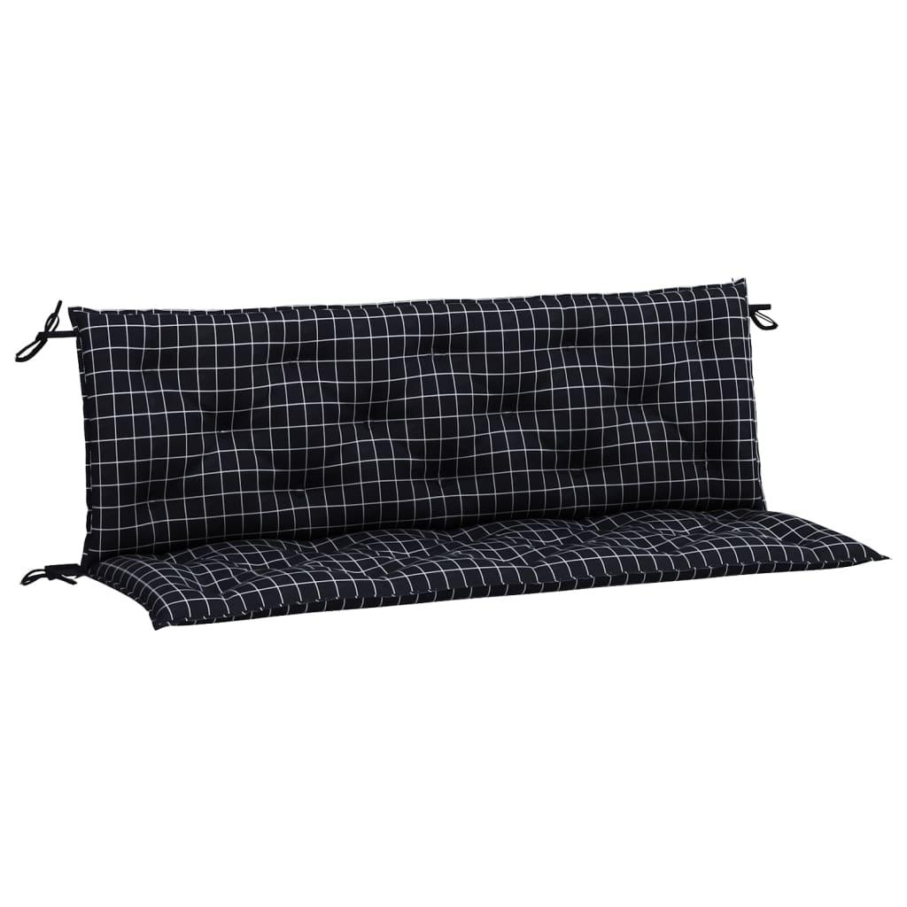 Garden Bench Cushions 2pcs Black Check Pattern 59.1"x19.7"x2.8" Fabric at Set Shop and Smile
