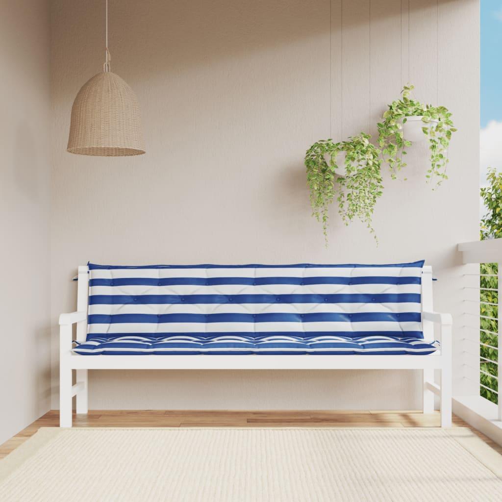 Garden Bench Cushions 2pcs Blue&White Stripe 78.7"x19.7"x2.8" Fabric at Set Shop and Smile