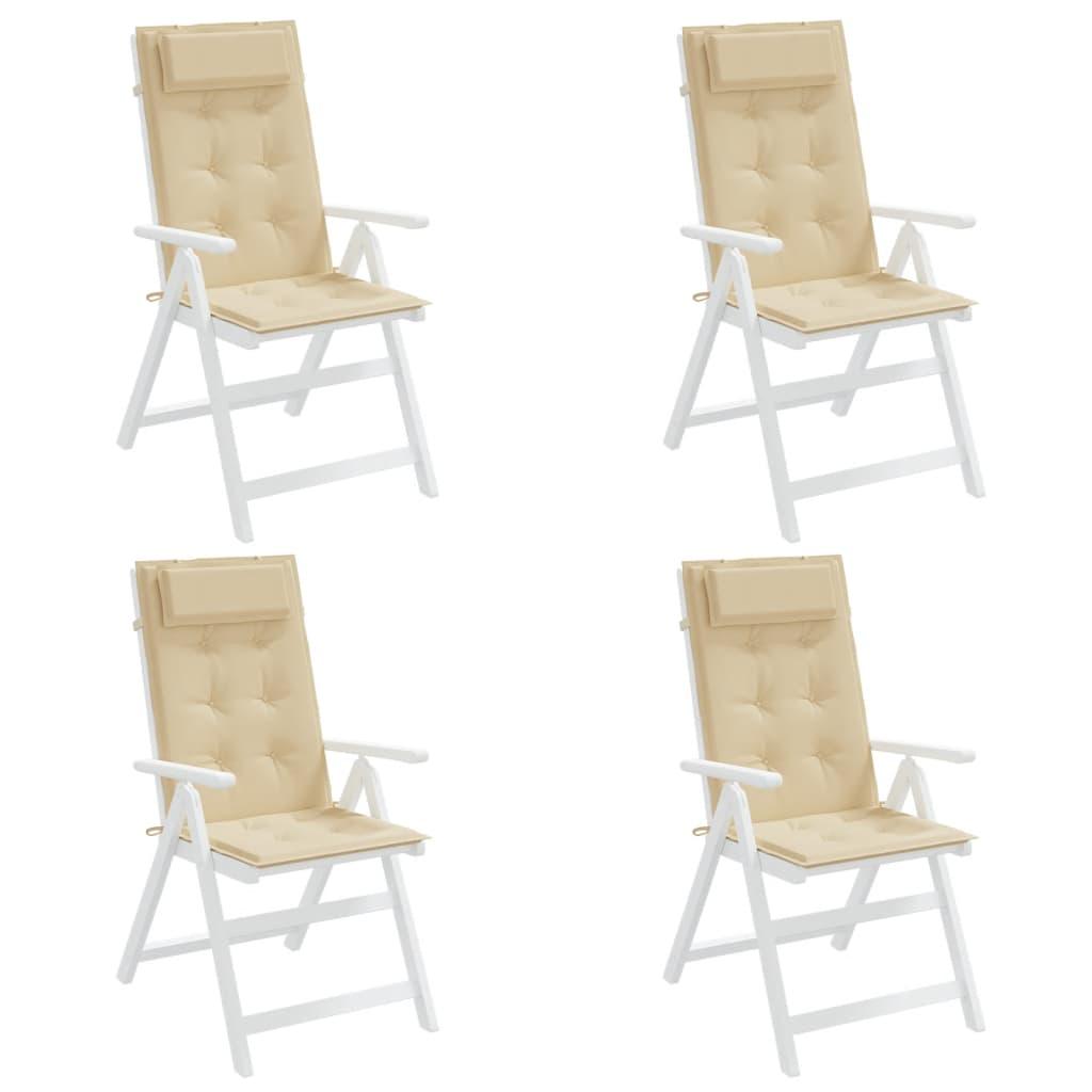 Highback Chair Cushions 4 pcs Beige Oxford Fabric at Set Shop and Smile